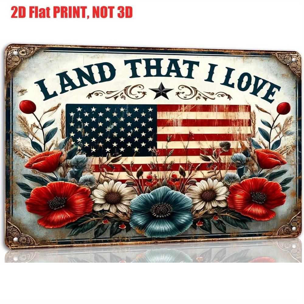 Vintage Patriotic Aluminum Wall Art X Inch Waterproof Durable Metal Plate Painting Indoor Outdoor Home Decor Ornament