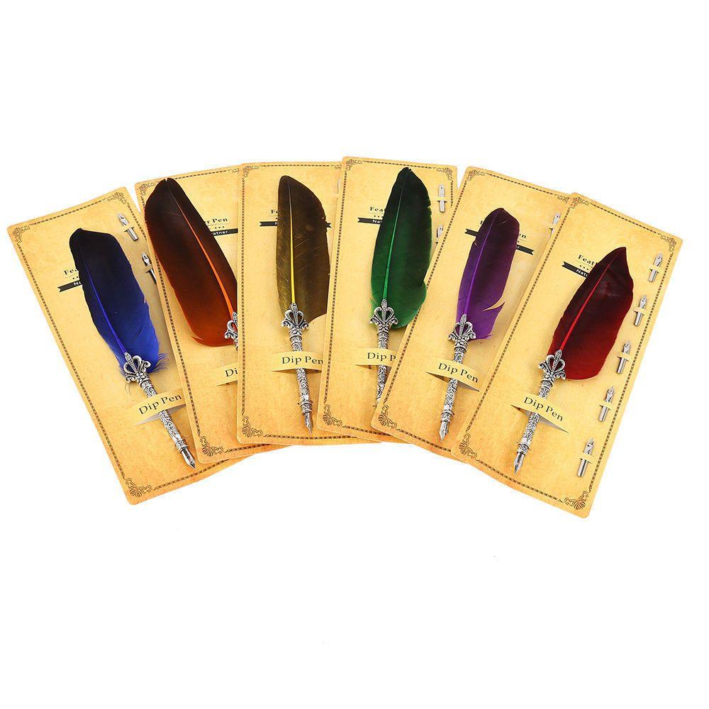 New Signature European Gift Box Feather Pen English Calligraphy Vintage Quill Scuba Dive Writing