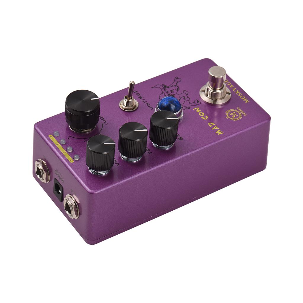 Педаль эффектов искажения для гитары MOSKYAUDIO MAD COW GAIN/VOL/TONE/VINT/MOD/4-Mode Knob DC 9V 6.35mm