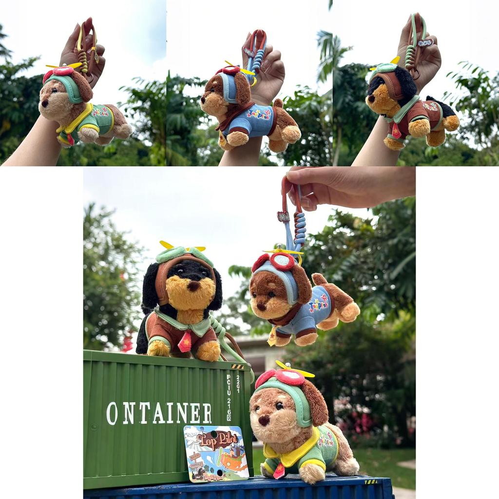 Dachshund Pilot Plush Keychain Cute Animal Accessory For Keys And Bags