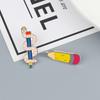 Cartoon Stationery Enamel Pin for Student Creative Rainbow Pen Pencil Ruler Chain Brooches Children Backpack Lapel Badge Jewelry