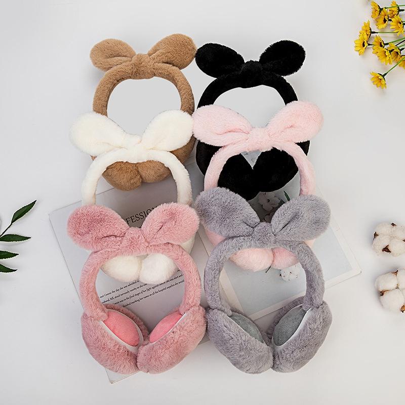 Winter Warm Earmuffs Folding Fur Earmuffs Cute Bow Fluffy Ear Warmer Earmuffs Earflap Winter Accesso