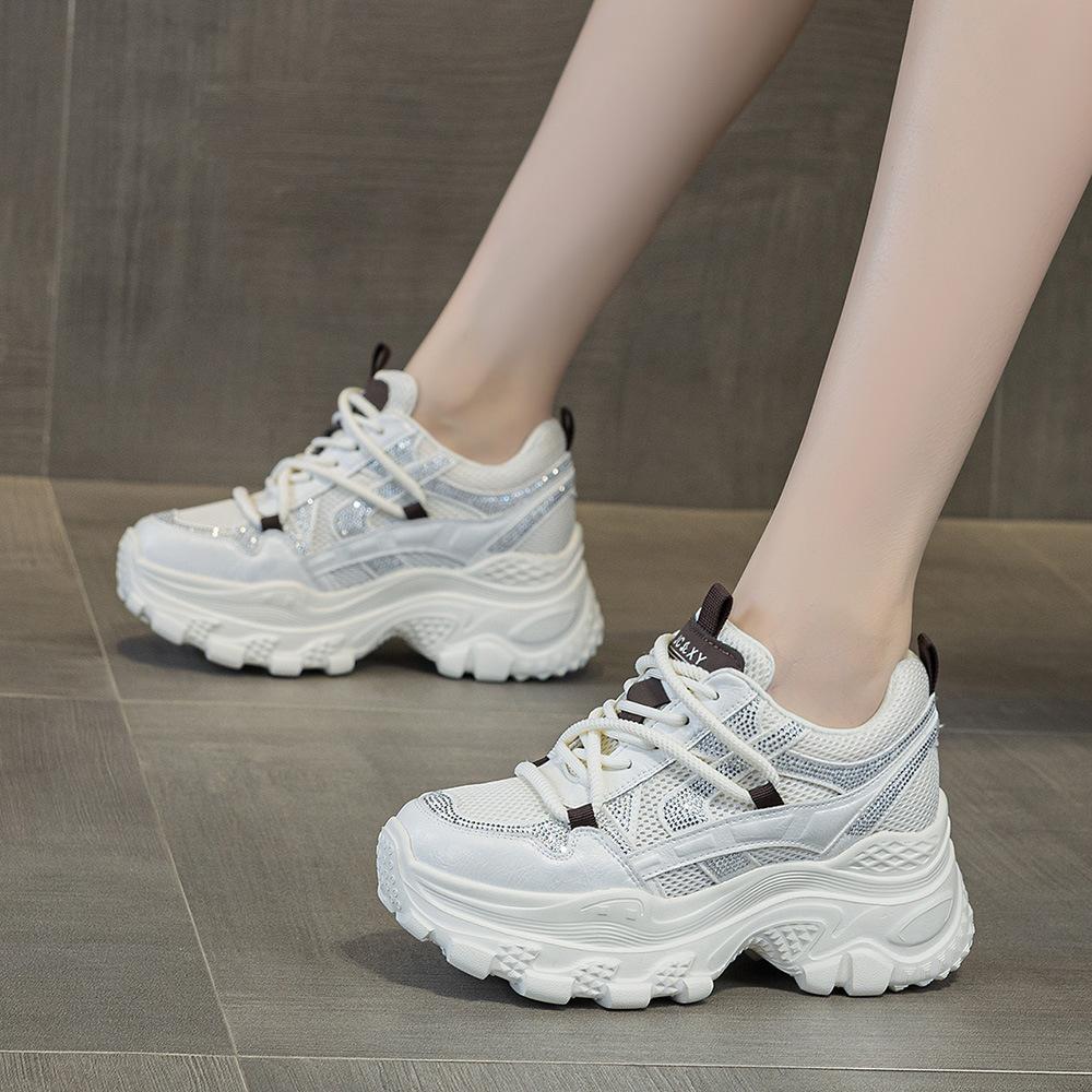 Breathable mesh dad shoes women's 2026 spring and summer new retro rhinestone casual sports shoes mesh shoes size 33 shoes