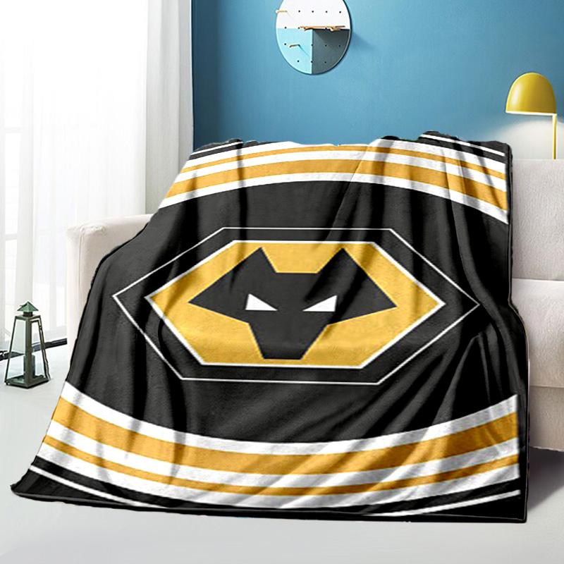 Wolves Football Club Emblem Printed Throws Blanket Soft Flannel Blankets for Couch Bed Gifts for Men Women Picnic blanket Christmas gifts
