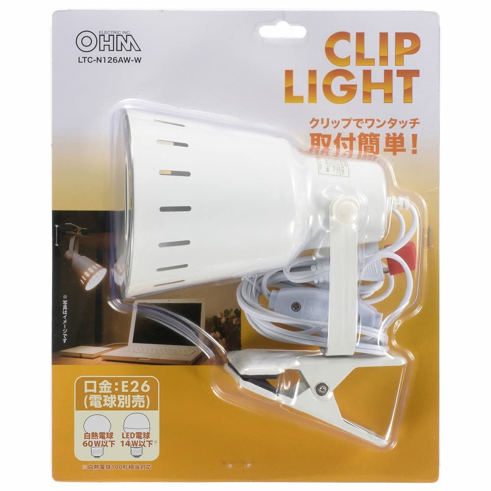Clip Light E26 White OHM Ohm Electric LTC-N126AW-W 06-0833