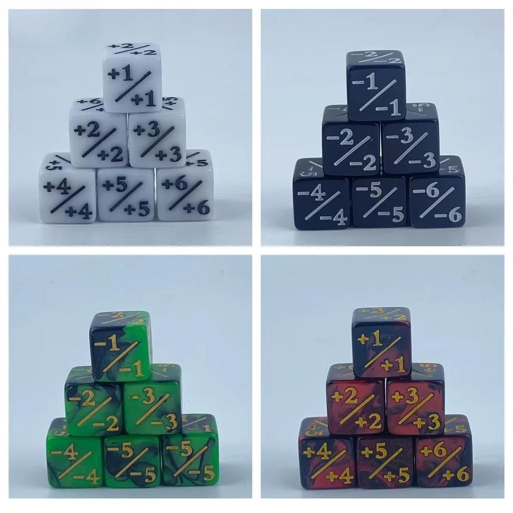 5pcs/set Dice Counters 5 Positive +1/+1 & 5 Negative -1/-1 for Magic The Gathering Number 1-6 Math Preschool Education Dice Set