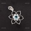 Round Sky Blue Topaz Stone Sterling Silver Daughter Gift Artisan Pendant Jewelry PP-18-7