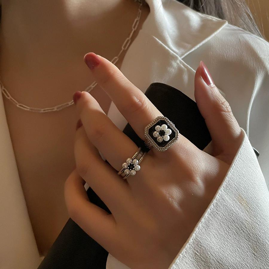 Sweet Cool Korean Pearls Cuff Finger Rings For Women Girl Fashion New Jewelry Gift Party Wedding anillos mujer