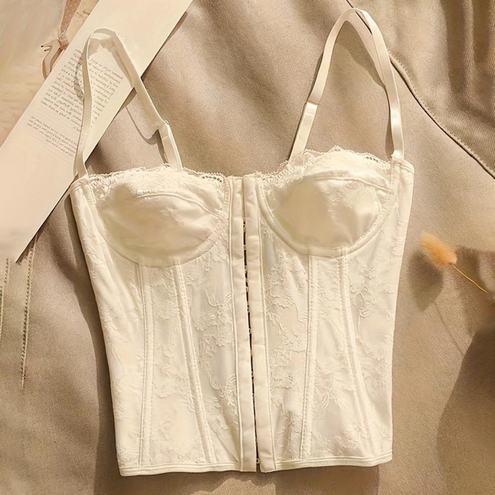 Slim Fit Lace Corset Sleeveless Crop Tops Spicy Girl Style Suspender Vest Spring Summer