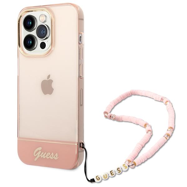 Etui do iPhone 14 Pro Max Guess Translucent Pearl Różowe