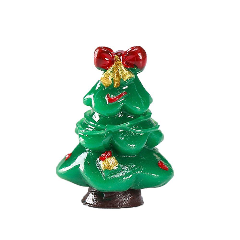 Resin Figurines Christmas Tree Snowman Miniatures Gift Box Mini Castle Xmas House Dollhouse Decor Micro Landscape