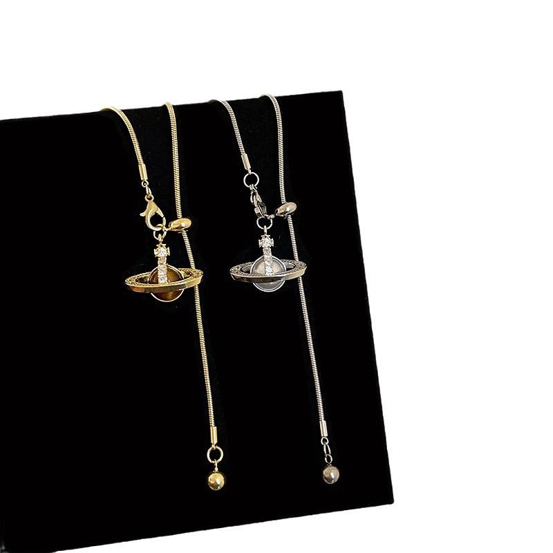 Ожерелье с трехмерной планетой Pull-Up, женское, легкое, роскошное, высокого класса, модное, темпераментное, элегантное, для поездок на работу, универсальное, на шею, цепочка для свитера