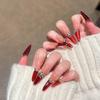 Ручная работа Красный Кошачий Глаз Французский Стиль Наконечники для Ногтей - Готовые Накладные Ногти-Наклейки для Ношения