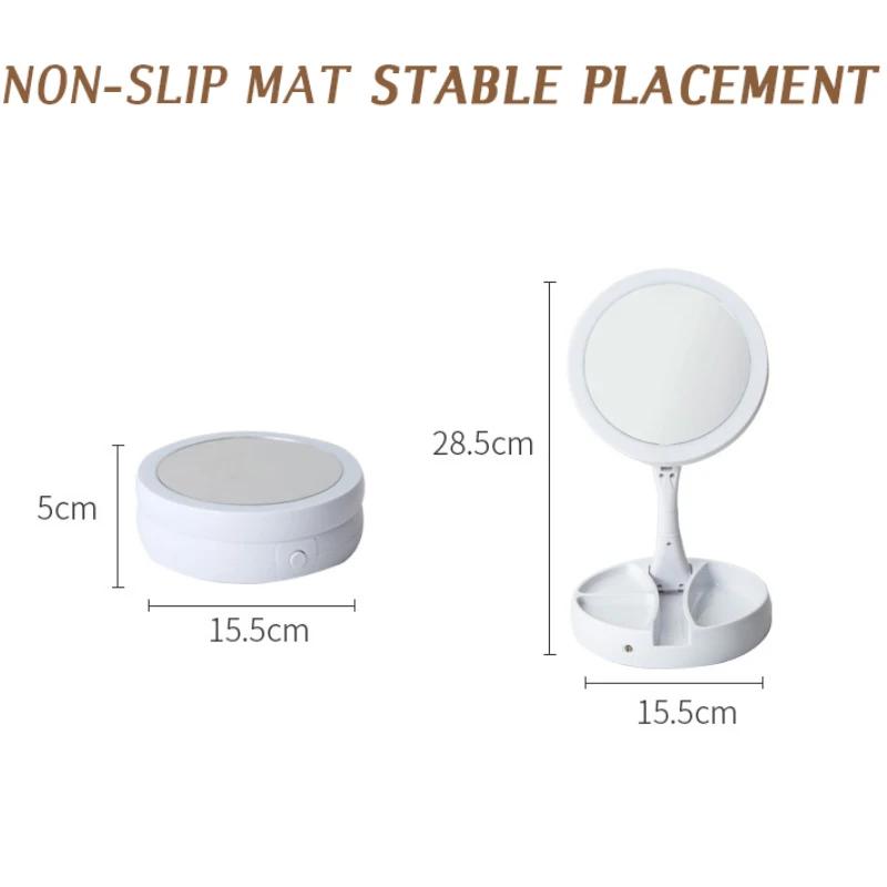 Foldable Led Magnifying Mirror Makeup Costway White Vanity Cosmetic Mirror USB Charging or Battery  with Light 10X Table Mirrors