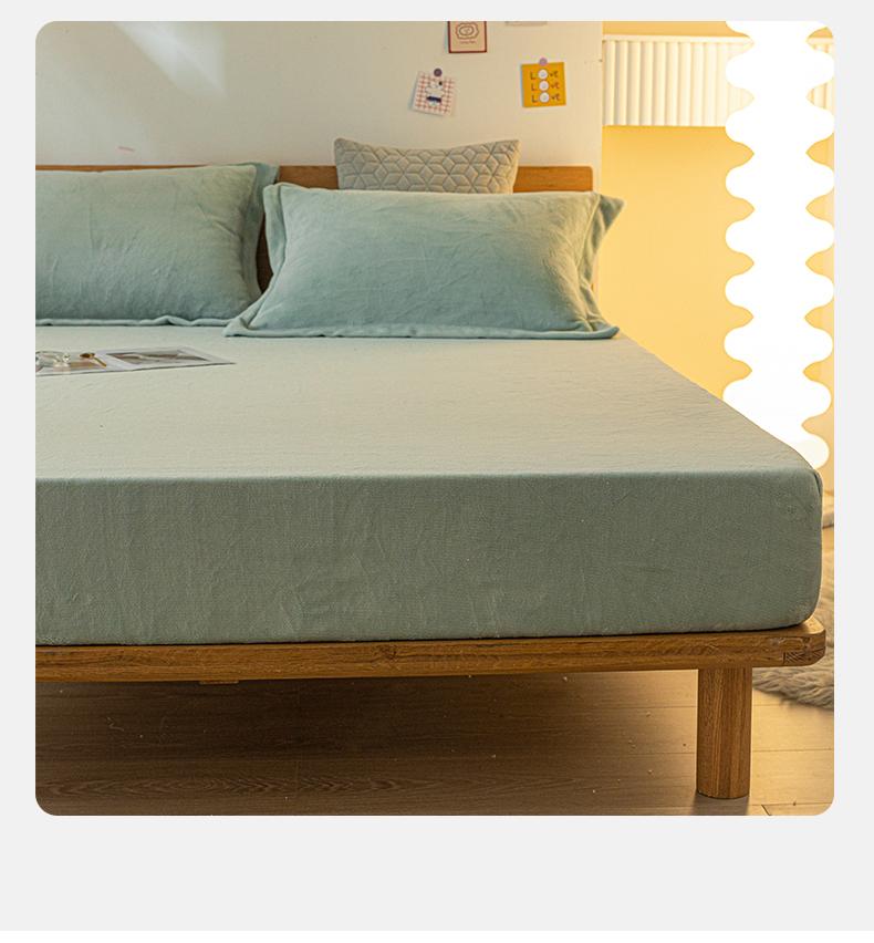 Mei Yun Ge Thickened Milk Velvet Bed Sheet Three Piece Set Solid Color Milk Velvet Single Bed Sheet