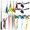 Geepen 16-Piece Cat Toy Set, Feather Toy with Natural Feather Bell, Swinging Cat Toy, Pet Supplies, Extendable Fishing Rod, Indoor Games, Pet