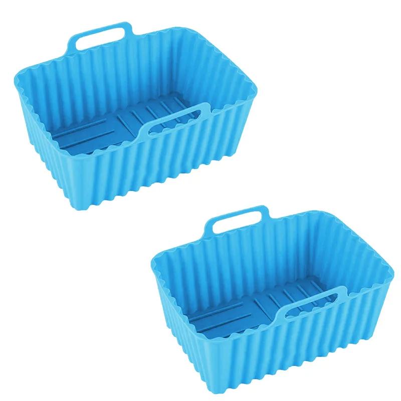 2PCS Silicone Air Fryer Liner Heat Resistant Baking Tray for Oven Microwave Rectangular Non-stick Baking Pan Kitchen Accessories
