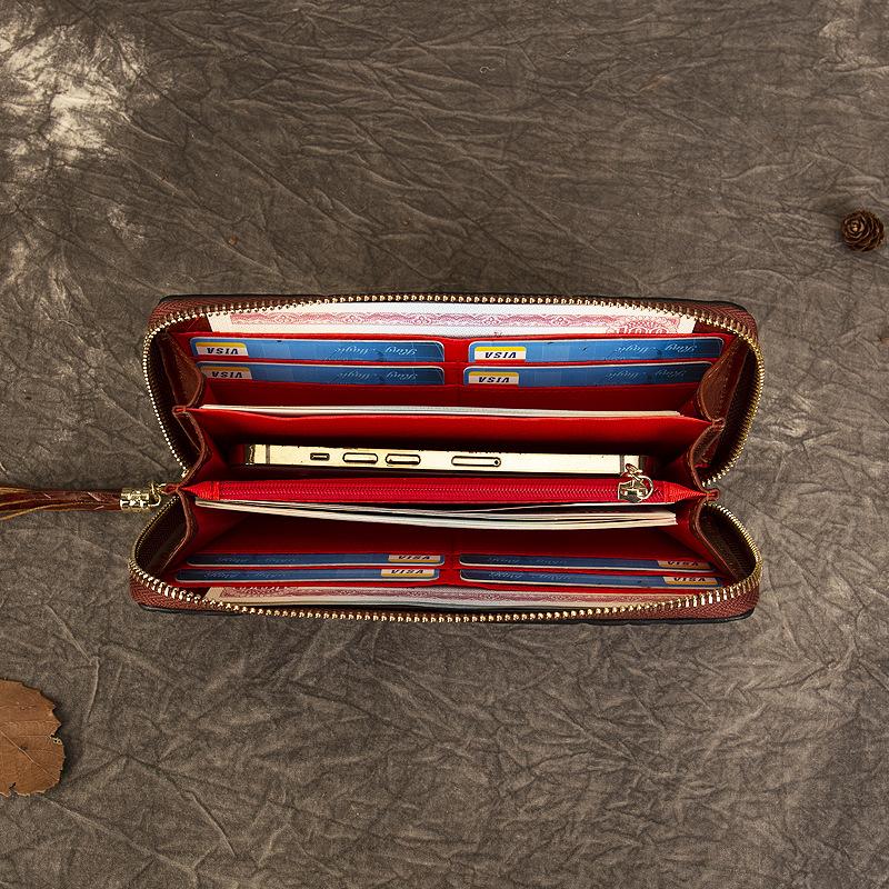 Purse Women's Spring Vintage Clutch Bag Multi-functional Embosed Money Clip for Women