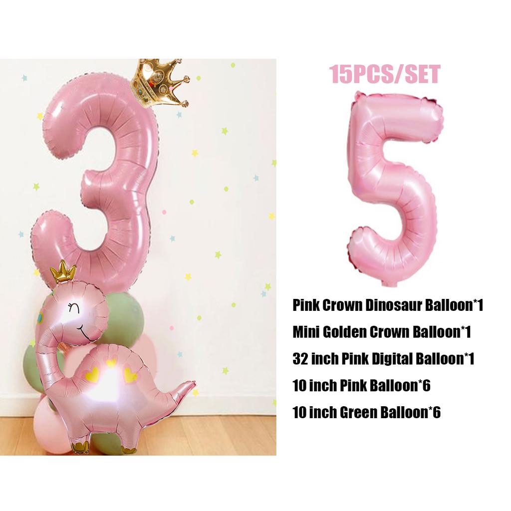 Зеленый розовый воздушный шар с динозавром и 32-дюймовым воздушным шаром с номером для девочек-динозавров, сделай сам, украшения для дня рождения, поставки