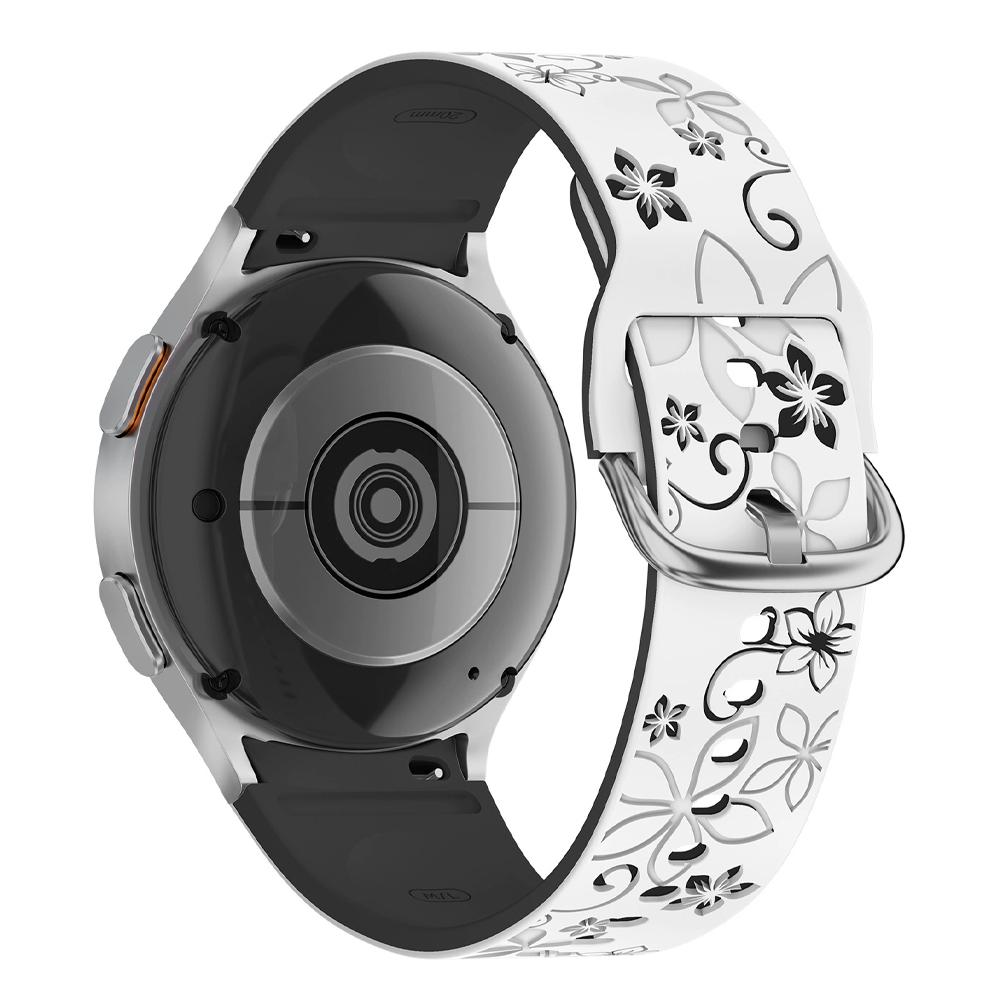 Ремешок для Samsung Galaxy Watch 7/5 Pro/4 6 Classic 40 44 мм Гравировка цветка Силиконовый Спортивный Браслет ремешок Galaxy Watch 7 Ремешки