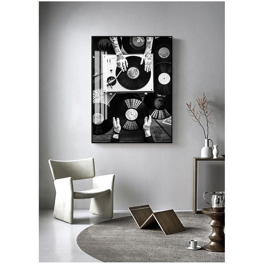 Photo Black White Wall Picture Living Room Decor Vinyl Records Lovers Art Canvas Painting Nordic Poster And Print Vintage
