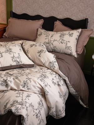 Хлопковый потертый комплект из четырех предметов, Теплая и утолщенная простыня из чистого хлопка, Накидка на кровать, Американский цветочный, Приятный к коже, Пасторальный пододеяльник