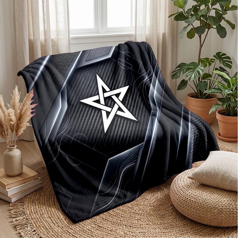 Morocco Football Printed Flannel Blanket Skin Friendly Warm Decorative Throw for Indoor Couch Bed Daily Use