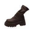 Coarse heel short boots women's autumn and winter new thick-soled pleated piled boots fashionable small elastic thin Martin boots