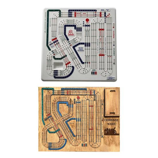 1/2 Sets Cribbage Wars Board Game Kids Adults Family Party Multiplayer Interactive Wooden Plastic Portable Continuous Cribbage Board Game Night