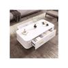 Table basse - MUVOE - Rectangulaire - Blanc et doré - 4 tiroirs - Design contemporain