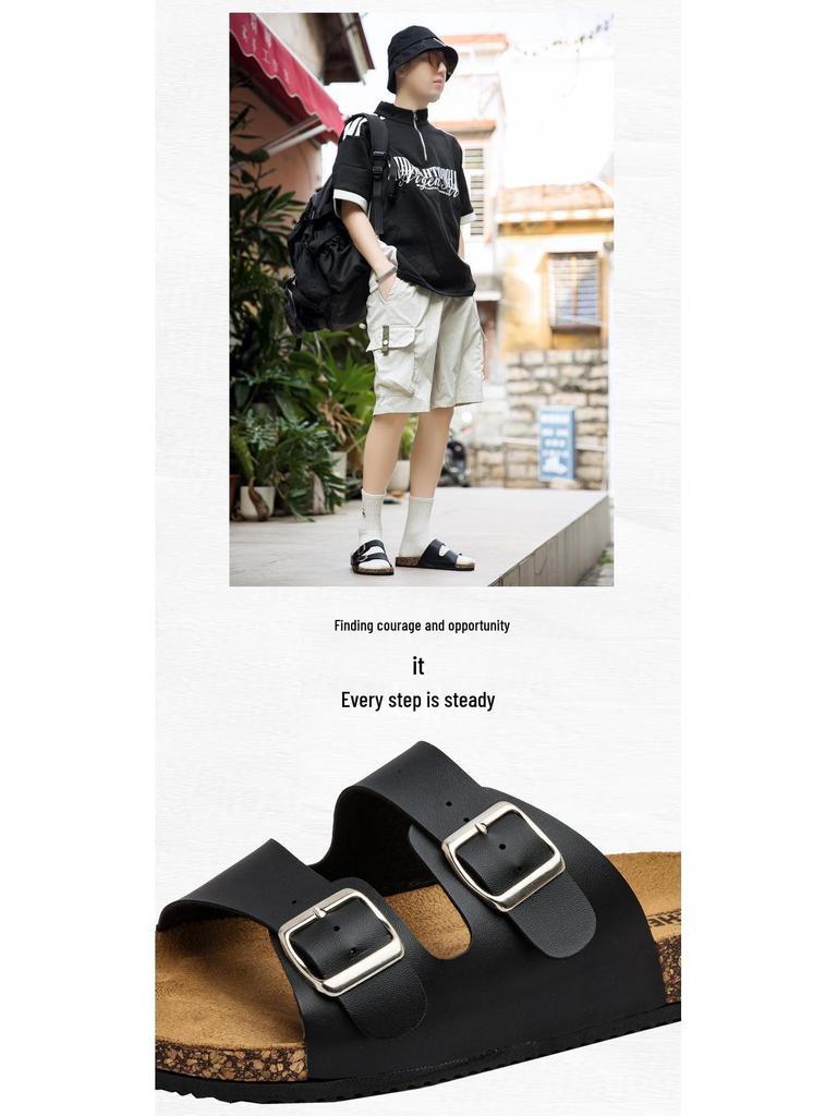 Мужские сандалии Birkenstock с двумя пряжками и открытым носом - Летняя повседневная уличная обувь Шлепанцы