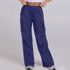 Women Cargo Pants Elastic Waist Mid-rise Straight Wide Leg Sweatpants with Multi