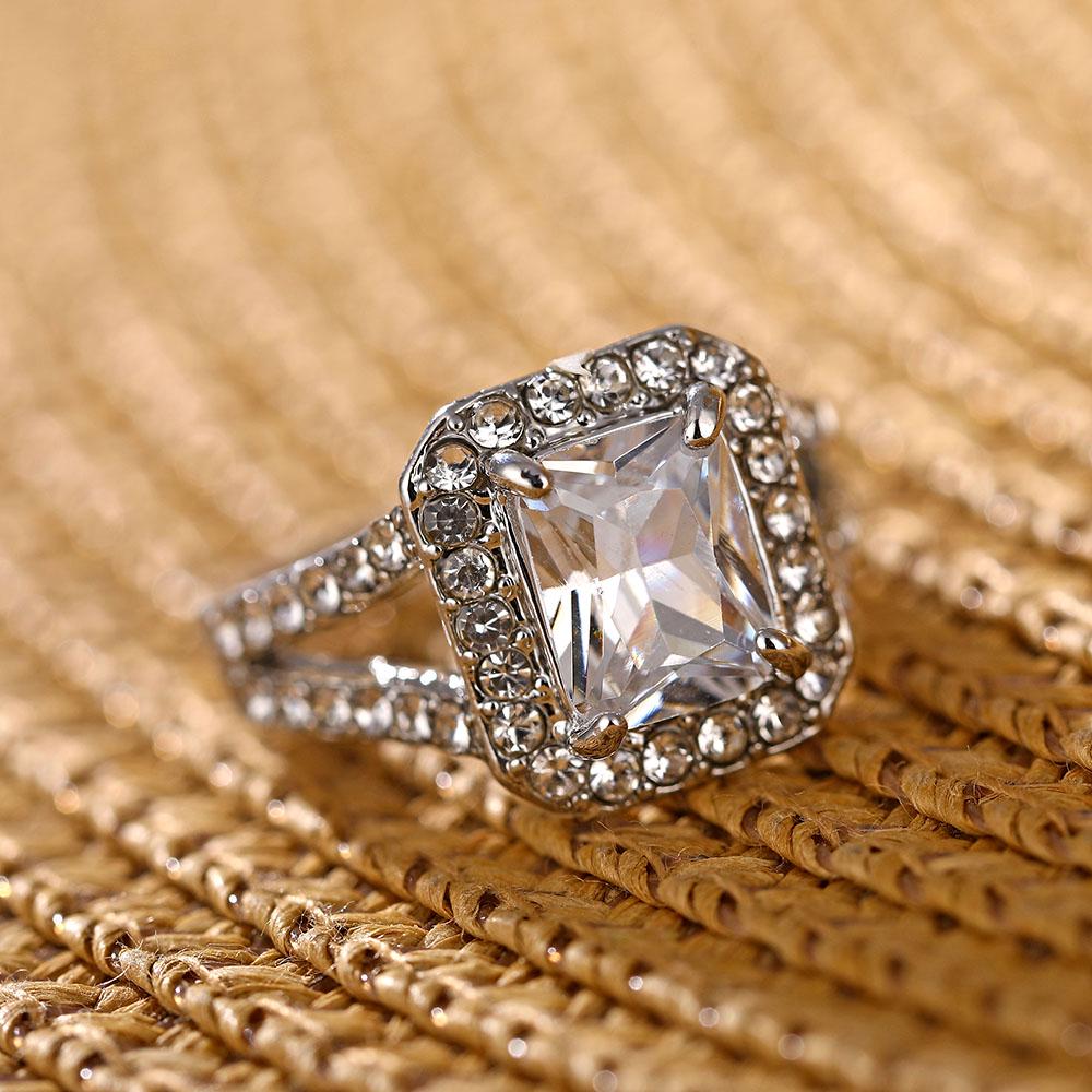 Кольцо с цирконом в стиле ретро, блестящее геометрическое кольцо, трендовое простое кольцо, популярные женские украшения