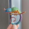 Chameleon Animal Lizard Brooch Pins Multicolor Jewelry Creative Gift for Women Fashion Office Outfit Highlight