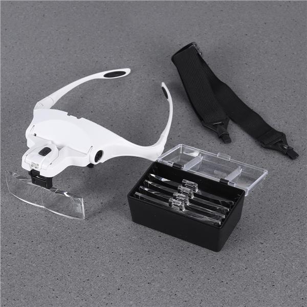 Увеличительное стекло с 5 линзами, регулируемая лупа, повязка на голову, увеличительное стекло, лупа со светодиодной лампой