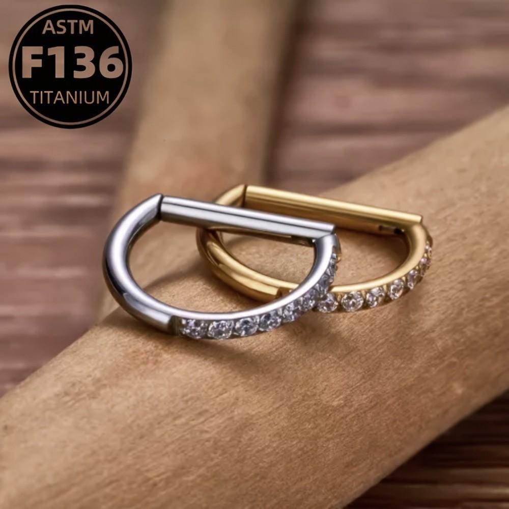 CZ 16G Septum Ring D Shape Body Piercing Jewelry Nose Ring Hoop Conch Helix Piercing