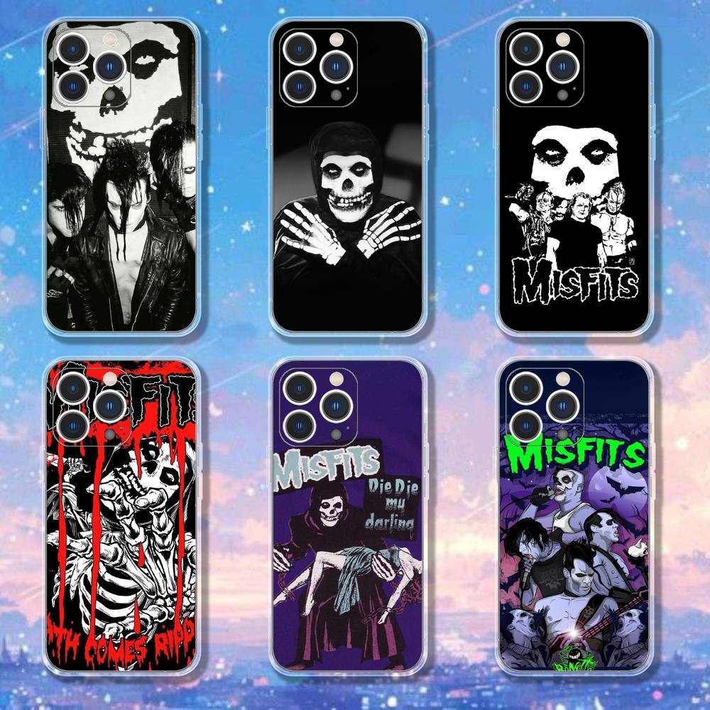 M-Misfits Rock Phone Case For iPhone 17,16,15,14,13,12,11 Pro,Max,Plus,XR,Mini,E Clear Full-coverage Soft Cover