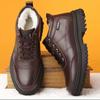 Мужская хлопковая обувь из натуральной кожи и шерсти с плюшевым утеплителем, обувь из натуральной воловьей кожи, высокие толстые подошвы, нескользящие зимние ботинки