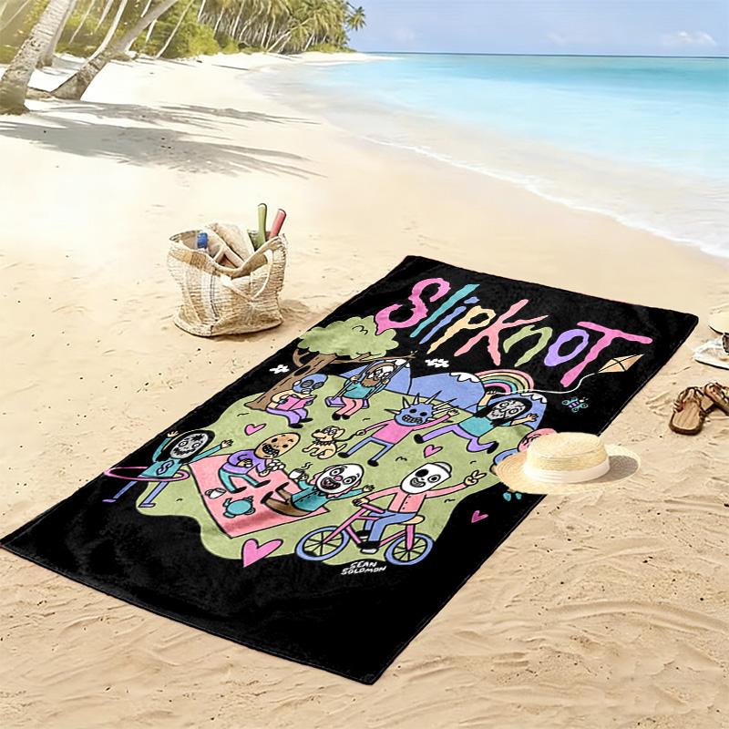 Cartoon Rock and Roll 2D Flat Print Beach Towel, Large Soft Quick Dry Towel for Beach Camping SwimmingZSTJ0915259