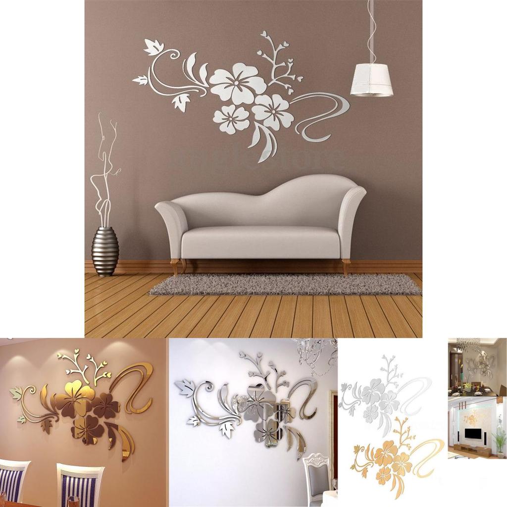 Exquisite Removable 3d Mirror Flower Art Wall Sticker For Stunning Home Decoration