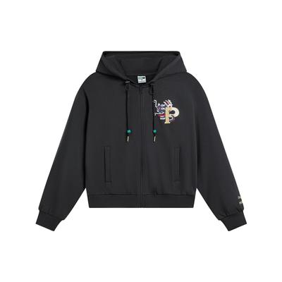 Puma Cny Series Cartoon Anime Pattern Вязаная спортивная толстовка с капюшоном Женская толстовка черная 627272-01