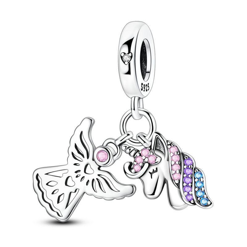 Новые медные романтические подвески в виде цветка любви, розовые бусины-чашки и бабочки, кулоны для женского браслета, обручальные украшения в подарок