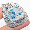 Natural K2 Blue Azurite, White Topaz 925 Sterling Silver Pendant 2.17" h5H91