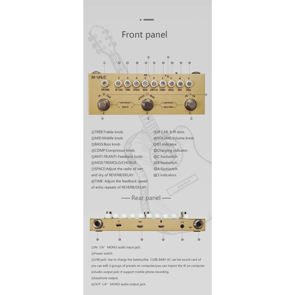 Переменный ток: 9 импульсных откликов кабинетов + эквалайзер | Студийный центр для акустического гитариста | Звукозаписывающая установка с перезаряжаемым аккумулятором, обеспечивающим до 12 часов работы