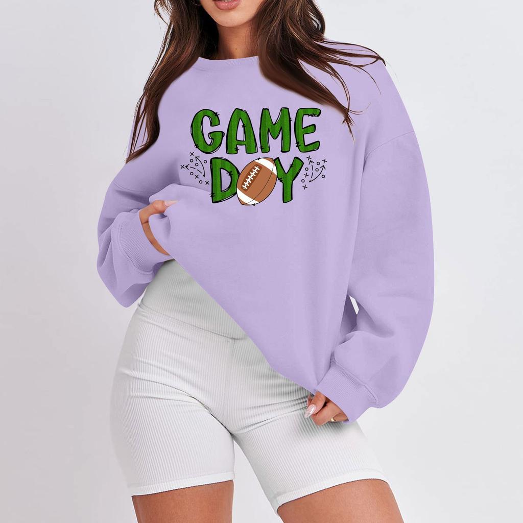 Women's Casual Fashion Long Sleeve Print Round Neck Loose Sweatshirt Top