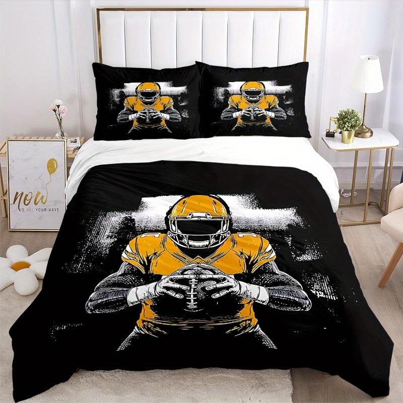 3pcs set Football Player 1 Quilt Cover + 2 Pillowcases, All Seasons Bedroom Setting, Perfect for Home and Dorm Decor a170