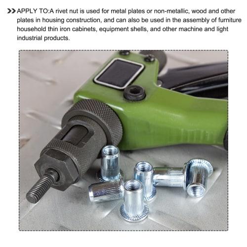 METALLIXITY 50pcs M6 Rivet Nuts, Aluminum Alloy Thread Inserts for Furniture Mechanical Fasteners, Silver Tone