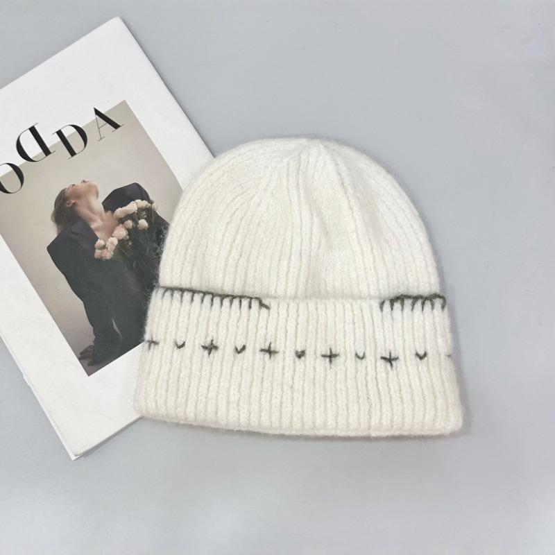 25 Ранняя осень новая шапка из шерсти контрастных цветов с необработанным краем женская новая универсальная теплая шапка вязаный рукав