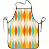 Retro Colorful Teardrop Pattern Apron, Geometric Diamond Print Kitchen Apron