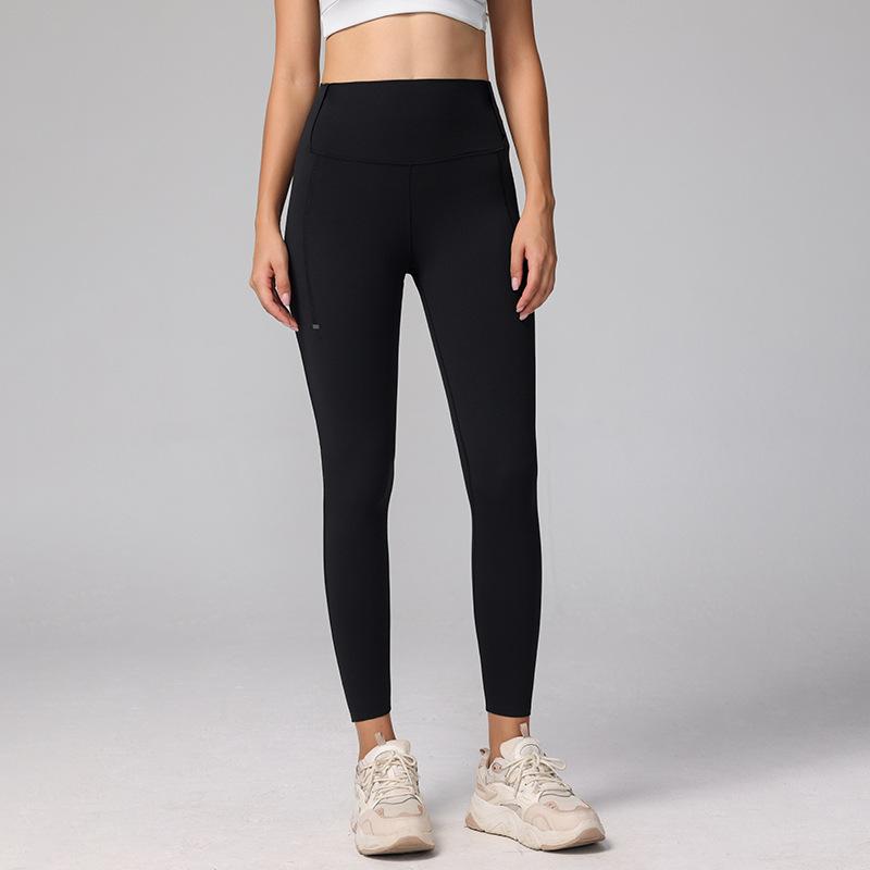 New Lycra nude sports leggings women's summer wear fitness leggings high waist belly peach hip yoga pants